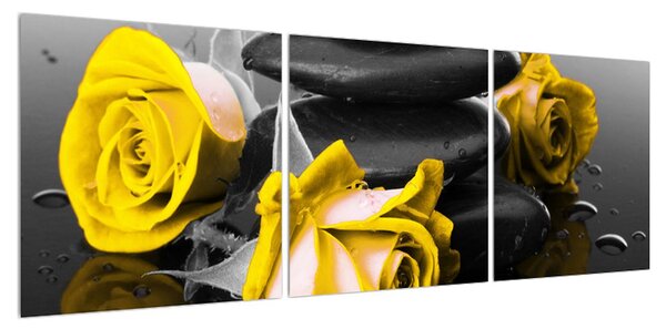 Obraz žlutých růží (120x40 cm)