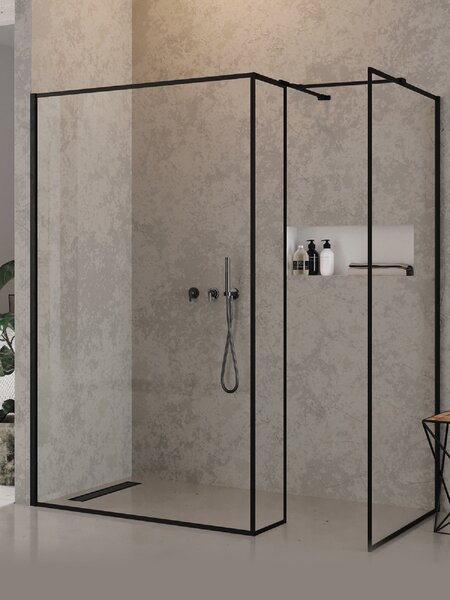 New Trendy New Modus Black sprchová zástěna walk-in 80 cm černá matný/průhledné sklo EXK-5623