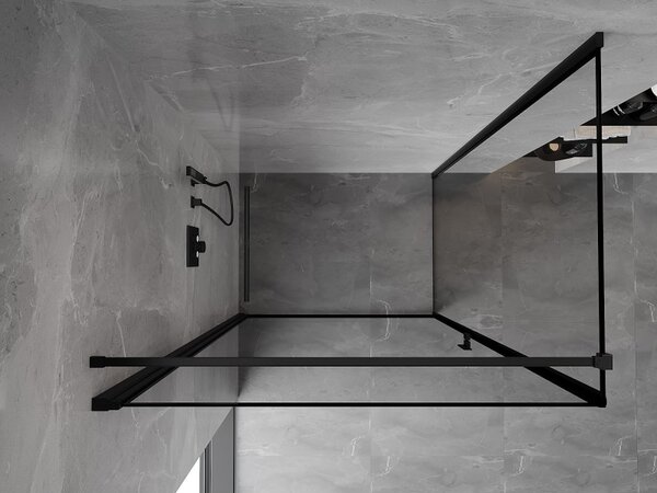 Mexen Mist-B, 1-křídlý ​​výklopný sprchový kout, levý, 70 x 75 cm, čiré sklo-černý rám, 8A2T-070-075-70-70-L