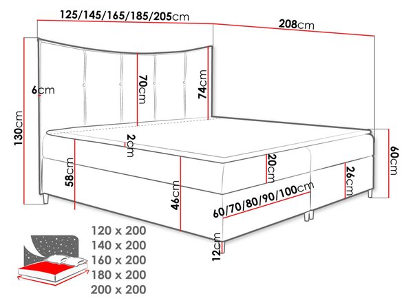 Kontinentální manželská postel 180x200 MORISA 1 - modrá + topper ZDARMA