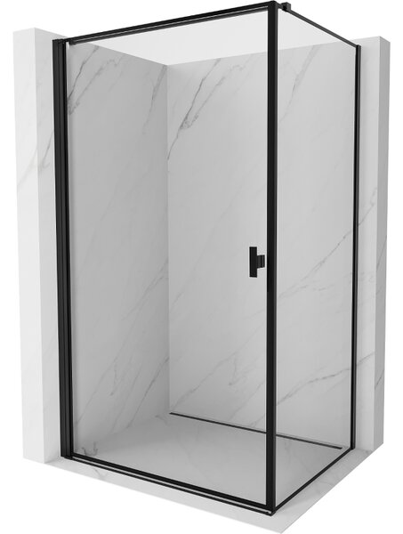 Mexen Mist-B, 1-křídlý ​​výklopný sprchový kout, levý, 70 x 75 cm, čiré sklo-černý rám, 8A2T-070-075-70-70-L