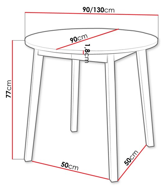 Malý kulatý jídelní stůl 90 cm DIAMENT 2 - dub kraft zlatý / černý