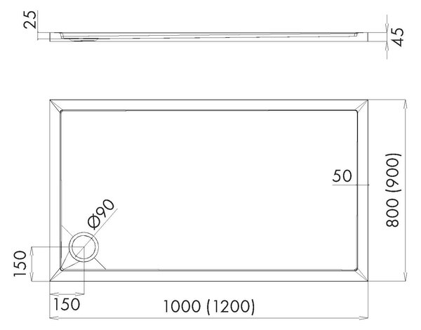 Schedpol Caspar New Cement Stone obdélníková sprchová vanička se sifonem 120x80 cm cement 3.2338/CT/ST