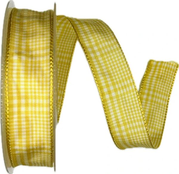 Stuha saténová YELLOW KARO žlutá 25mm x 20m (4,-Kč/m)POSLEDNÍ KUSY!