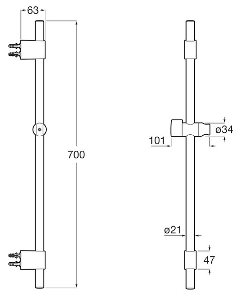 Roca Sensum sprchová tyč |70 cm A5B0709VA0