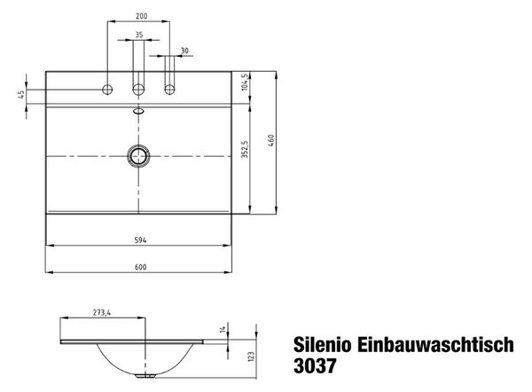 Kaldewei Silenio umyvadlo 60x46 cm obdélníkový zápustný bílá matný 907706273001