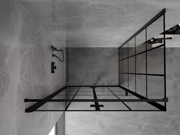 Mexen Mist-F T, 1-křídlý ​​skládací sprchový kout levý 70 x 75 cm, černá mřížka, černý - 8A6T-070-075-70-77-L