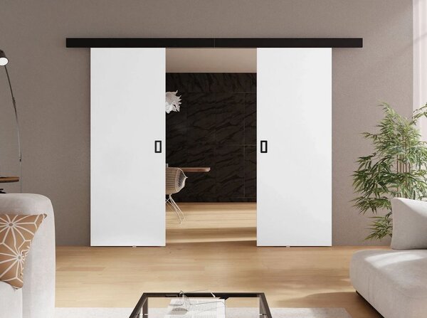 Posuvné dvoukřídlé interiérové dveře SANITA 3 - 132 cm, bílé