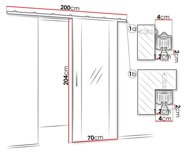 Interiérové zrcadlové posuvné dveře CONROE 2 - 70 cm, bílé