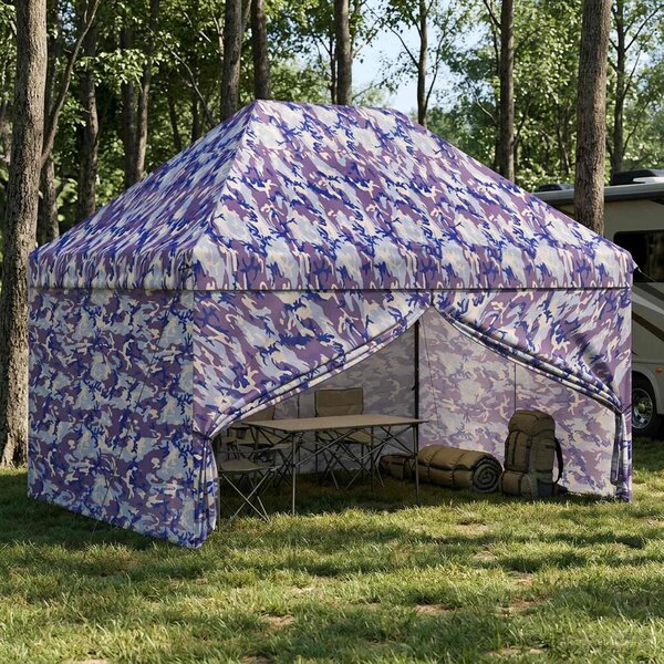 Pop-up Altán se 4 Bočními Stěnami 2,95 x 4,1 m Modrý maskáč