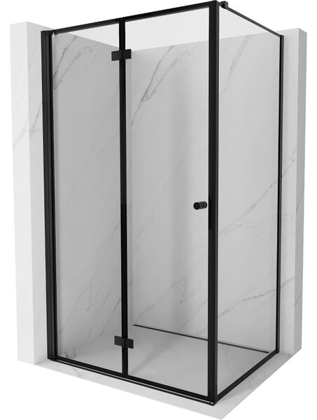 Mexen Mist-F T, 1-křídlý ​​skládací sprchový kout levý 75 x 70 cm, čiré sklo-černý rám, 8A6T-075-070-70-70-L