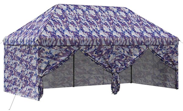 Pop-up Altán se 4 Bočními Stěnami 3 x 6 m Modrý maskáč