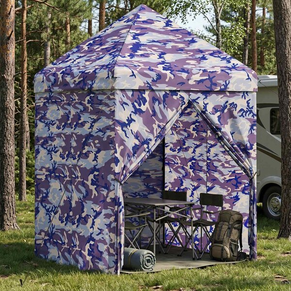 Pop-up Altán se 4 Bočními Stěnami 2 x 2 m Modrý maskáč