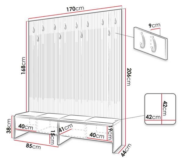Stěna do předsíně ZAMORA 5 - dub artisan / tyrkysová