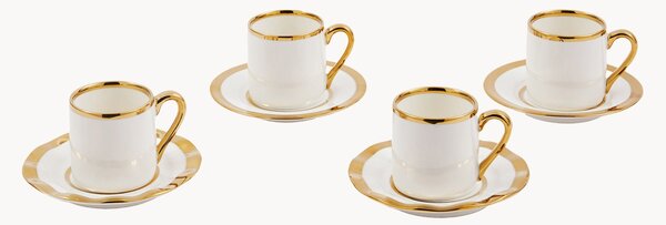 Sada porcelánových šálků na espresso's podšálky Golden, 8 dílů