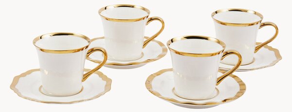 Sada porcelánových šálků na kávu's podšálky Golden, 4 díly