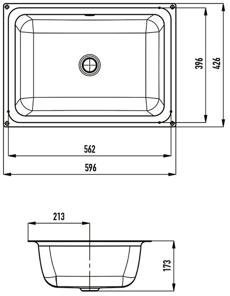 Kaldewei Cayono umyvadlo 59.6x42.6 cm obdélníkový pod pult bílá lesk 913706000001