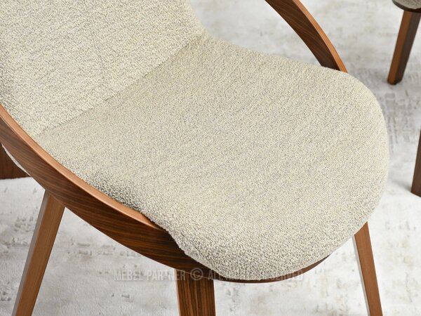 Designová jídelní židle HODA - béžová / ořech