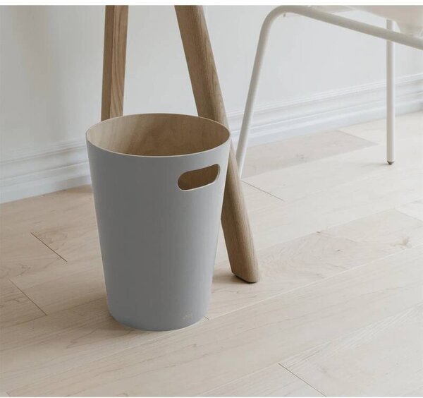 Odpadkový koš WOODROW 28 cm sv.šedý/přírodní UMBRA VÝPRODEJ