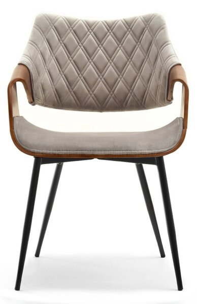 Designová jídelní židle NENET - ořech / béžová / černá