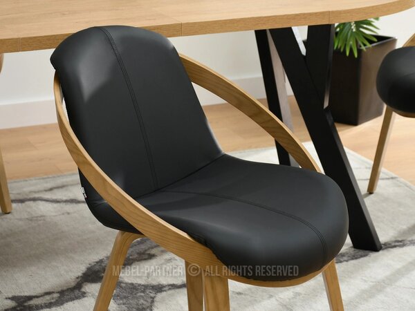 Designová jídelní židle HODA - černá eko kůže / dub