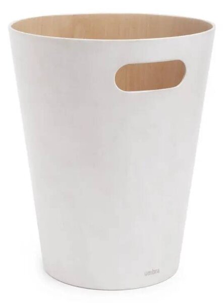 UMBRA Odpadkový koš WOODROW 28 cm bílá/přír