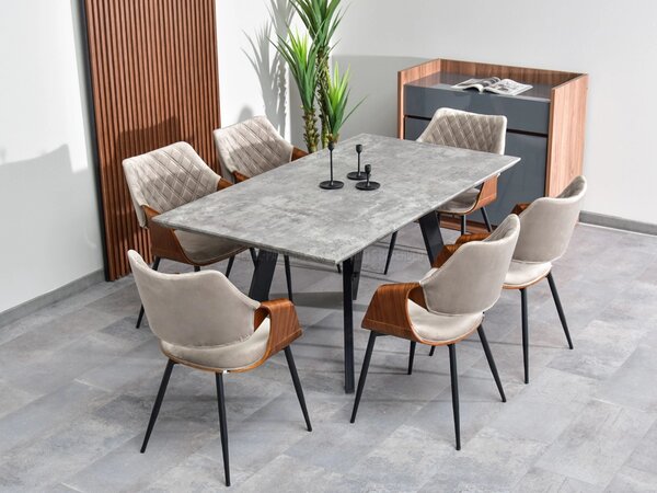 Designová jídelní židle NENET - ořech / béžová / černá