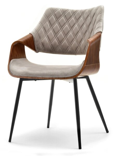 Designová jídelní židle NENET - ořech / béžová / černá