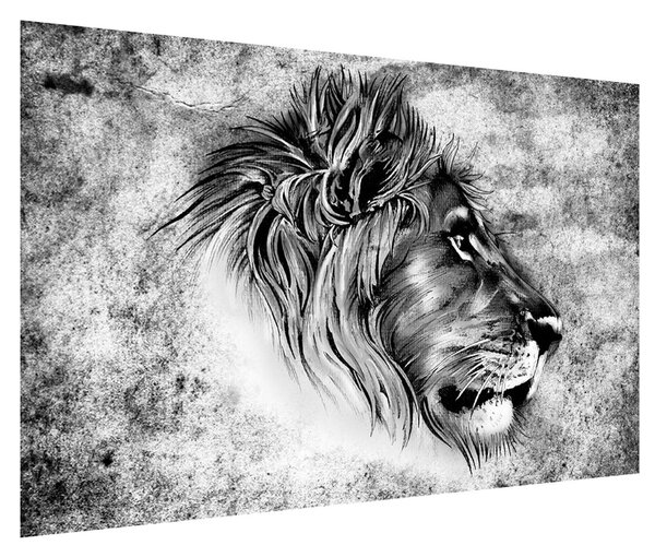Černobílý obraz lva (120x80 cm)