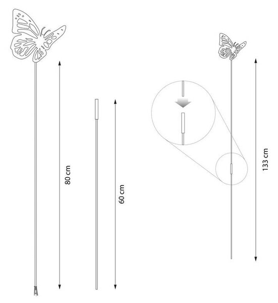Zahradní kovová dekorace rezavý motýl ornament XL VÝPRODEJ