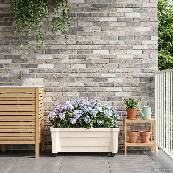 Květináč Calypso s koly Bílá 79 x 35 x 33 cm PP
