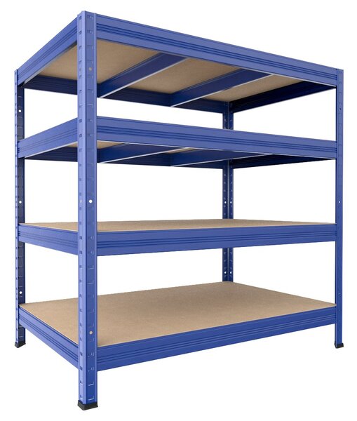 Bezšroubový regál Biedrax 35 x 75 x 90 cm, modrý, 4 police MDF, nosnost 300 kg na polici