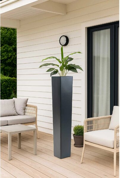 Vysoký květináč ALTEZA, sklolaminát, výška 100 cm, barva černá