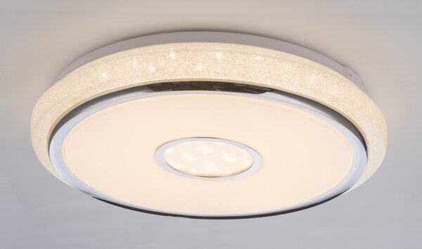 Globo 48389-40 LED stropní svítidlo Dani 1x40W | 3100lm | 3000K-6500K - stmívatelné, fixace barev, dálkový ovladač. chrom, bílá
