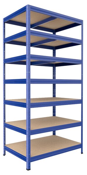 Kovový regál Biedrax 35 x 60 x 240 cm, modrý, 7 polic MDF, nosnost 200 kg na polici