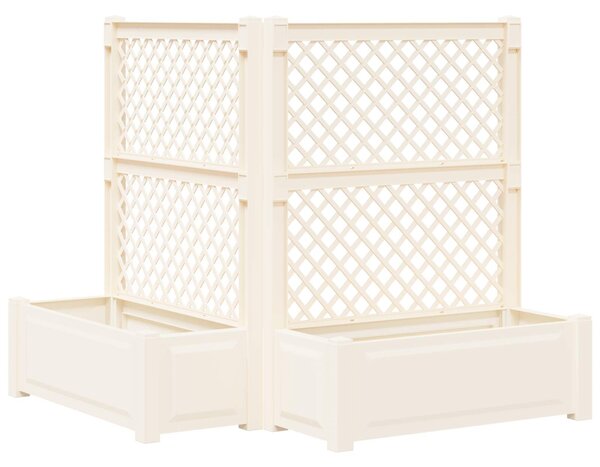 Velký květináč s treláží 2 pcs Bílá 143 x 143 x 133,5 cm PP
