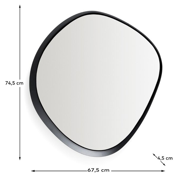 Kave Home Černé kovové závěsné zrcadlo Tebel 74,5 x 67,5 cm