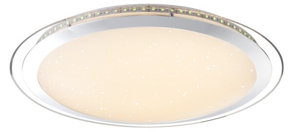 Globo 48365-60 LED stropní svítidlo Nicole 1x60W | 3300lm | 3000-6000K | RGB - třpytivý efekt, stmívatelné, měnič barev, fixace barev, dálkové ovládání, noční osvětlení, chrom, opál