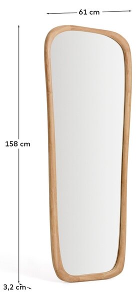 Kave Home Dřevěné závěsné zrcadlo Alura 158 x 61 cm
