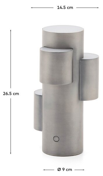 Kave Home Světle šedá kovová nabíjecí LED lampa Adrina