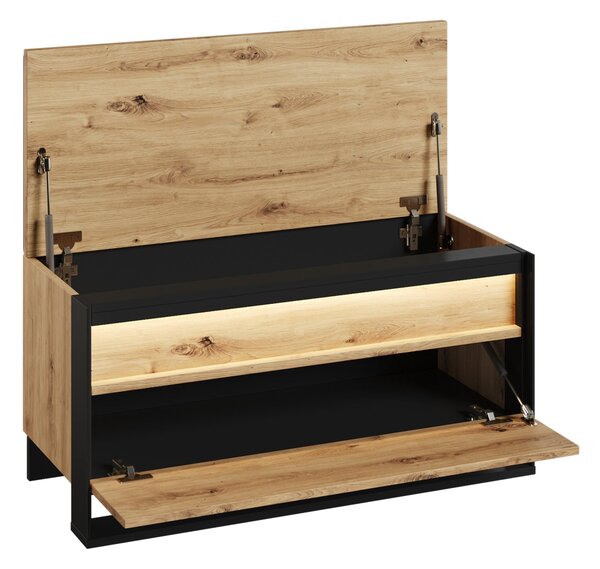 Nábytek do předsíně FARN 2 - dub artisan / černá / šedá + LED osvětlení ZDARMA