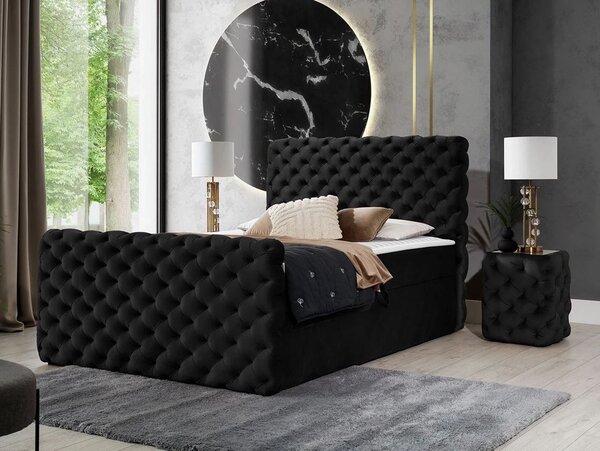 Hotelová dvojlůžková postel 180x200 VALANCIA LUX - černá + topper ZDARMA