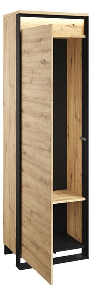 Nábytek do předsíně FARN 2 - dub artisan / černá / šedá + LED osvětlení ZDARMA