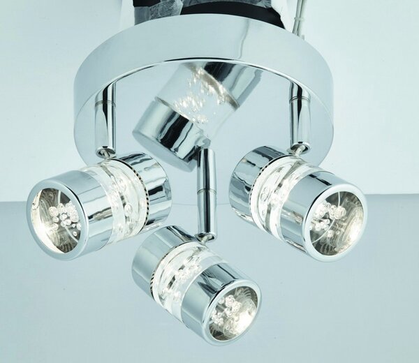 Searchlight 4413CC LED přisazené stropní bodové svítidlo Bubbles 3x4,5W | 1050lm | 3000K | IP44 - chrom