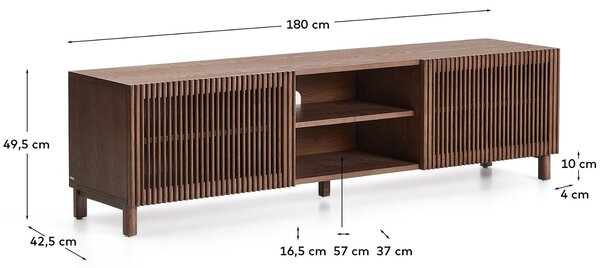 Kave Home Ořechový TV stolek Beyla 180 x 42,5 cm
