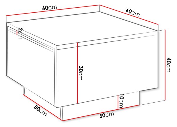 Konferenční stolek čtverec 60x60 cm NORAN - lesklý bílý