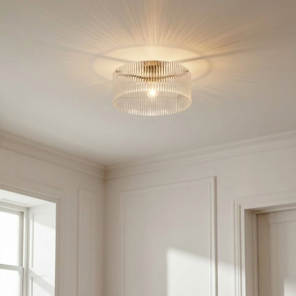 Stropní Lampa Lucande, Meritt, stmívatelné, Transparentní, Obývací pokoj, Sklo, Moderní