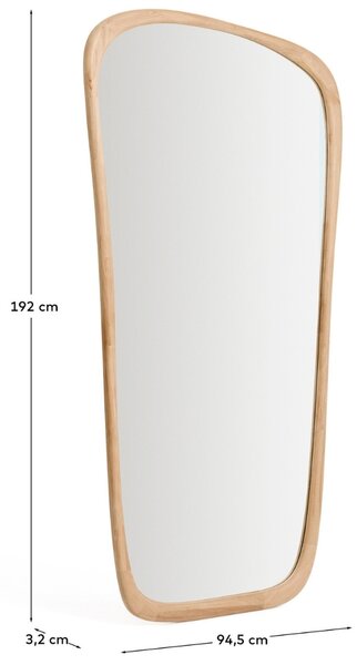 Kave Home Dřevěné závěsné zrcadlo Alura 192 x 94,5 cm