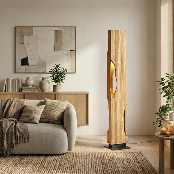 Stojací Lampa Lucande, Tarry, Dřevo, Obývací pokoj, Dřevo, Venkovský / rustikální