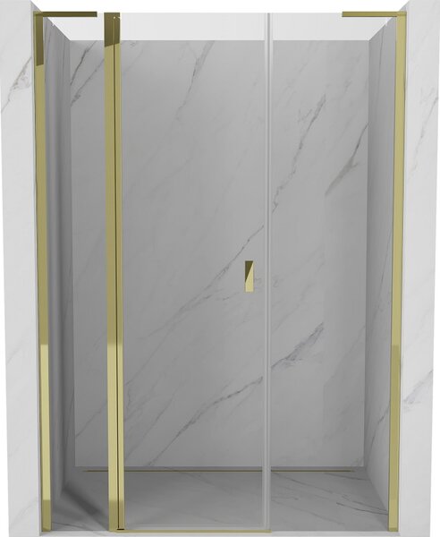 Mexen, Mexen Mist L výklopné sprchové dveře 135 cm, transparentní, zlaté - 8A4L-135-001-50-00